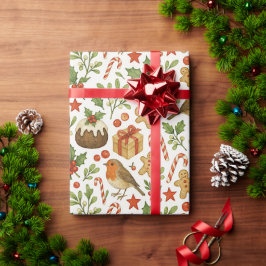 Klassisches botanisches Holly Floral Art Muster Geschenkpapier