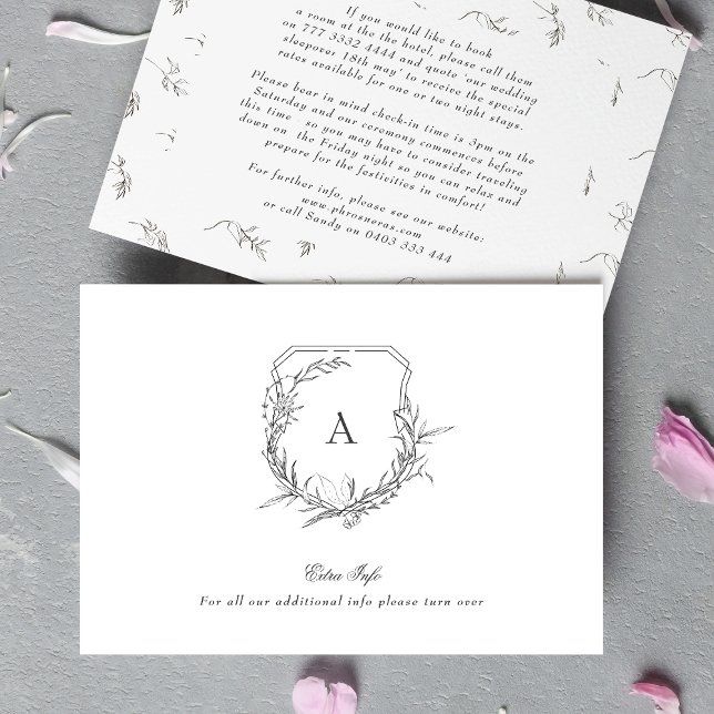 Klassisches botanisches Monogramm Wappen Extra Inf Begleitkarte (Von Creator hochgeladen)