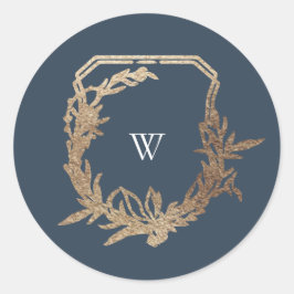 klassisches botanisches Monogramm-Wappen Runder Aufkleber