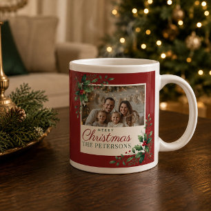 Klassisches botanisches rotes individuelles Weihna Jumbo-Tasse