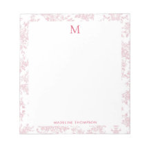 Klassisches botanisches Toile-Monogramm Rot
