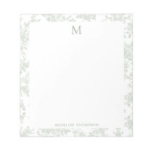 Klassisches botanisches Toile-Monogramm Sagegrün