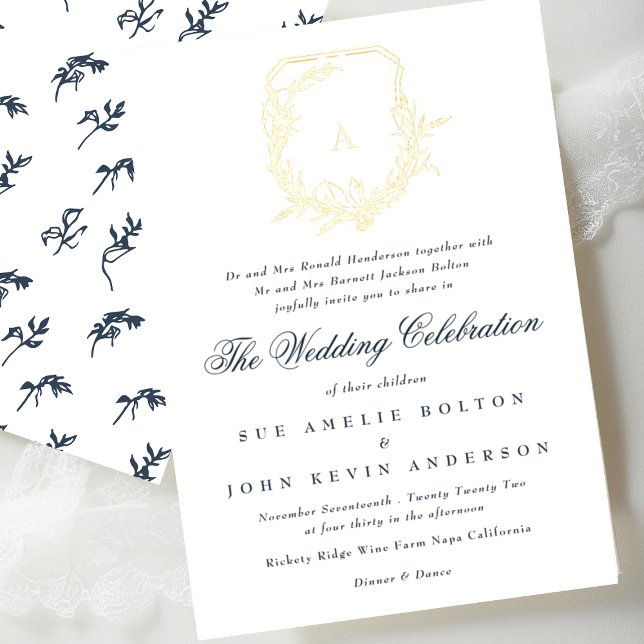 klassisches botanisches Wappen Folieneinladung (Von Creator hochgeladen)