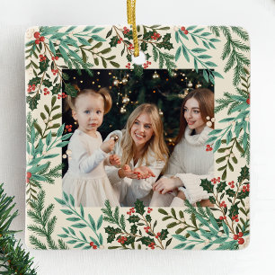 Klassisches Botanisches Weihnachtsfest mit florale Keramikornament