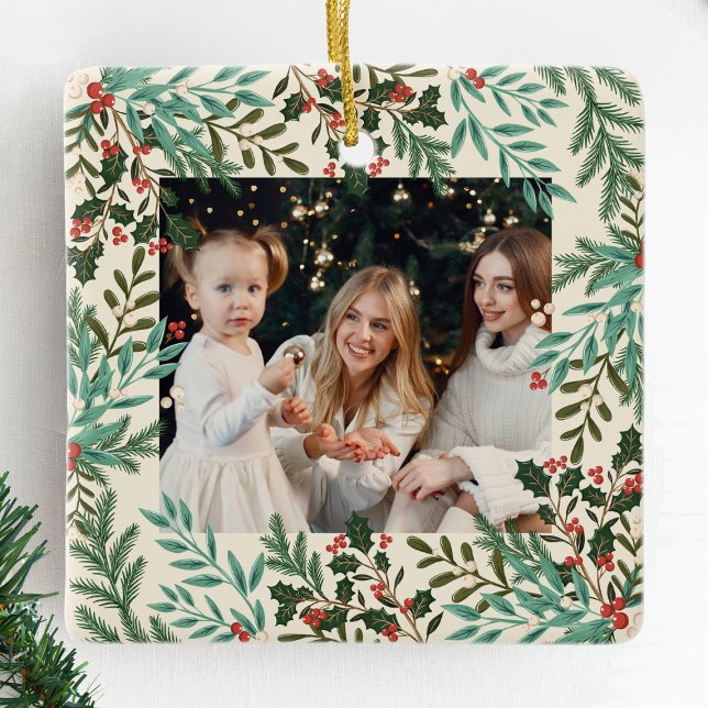 Klassisches Botanisches Weihnachtsfest mit florale Keramikornament (Von Creator hochgeladen)