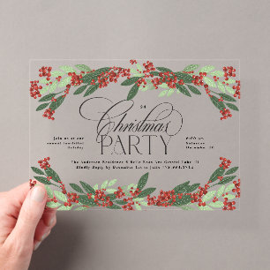 Klassisches botanisches Weihnachtsfest-Party Acryleinladungen