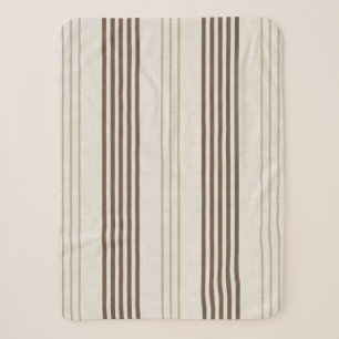 Klassisches Braun-Beige-Ticking-Streifenmuster Sherpadecke