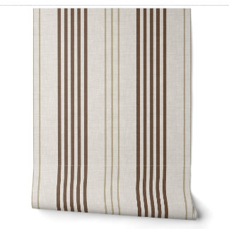 Klassisches Braun-Beige-Ticking-Streifenmuster Tapete