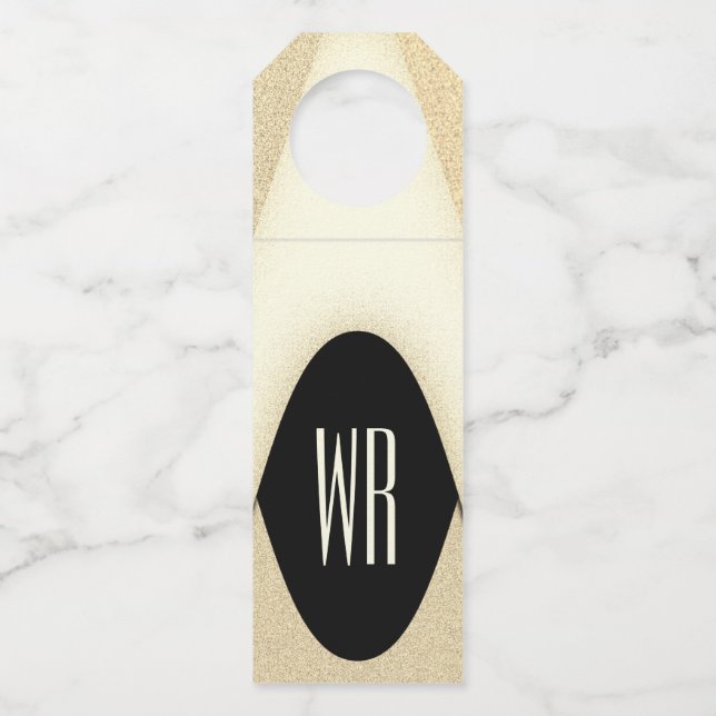 Klassisches Braun und Gold Modernes Mit Monogramm  Flaschenanhänger (Vorderseite)