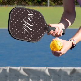 Klassisches braunes Boho-Punktmuster-Grafik Pickleball Schläger