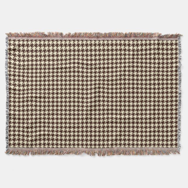 Klassisches braunes Elfenbeinpepita-Hahnentrittmus Decke (Vorderseite)