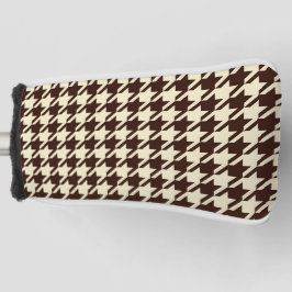 Klassisches braunes Elfenbeinpepita-Hahnentrittmus Golf Headcover