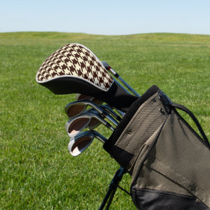 Klassisches braunes Elfenbeinpepita-Hahnentrittmus Golf Headcover
