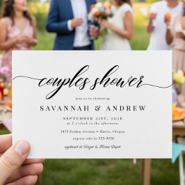 Klassisches Brautparty für elegante Skriptpaare Einladung