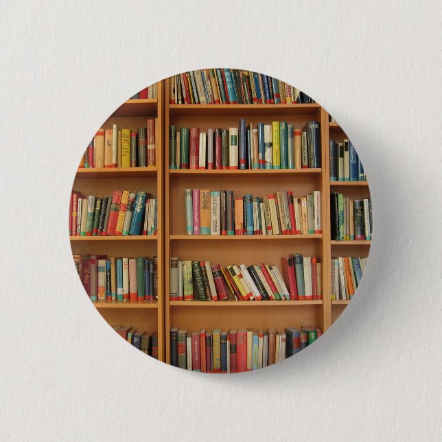 Klassisches Bücherregalmuster, Bücher, alte Bücher Button (Vorderseite)