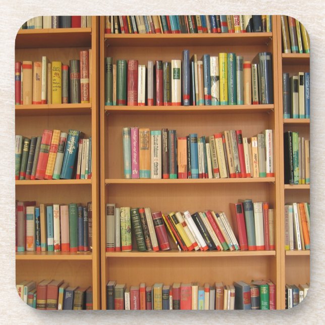 Klassisches Bücherregalmuster, Bücher, alte Bücher Getränkeuntersetzer (Vorderseite)