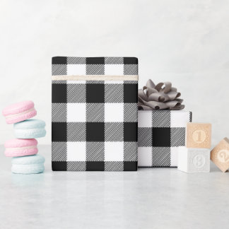 Klassisches Büffel-Karo in Schwarz und Weiß Geschenkpapier