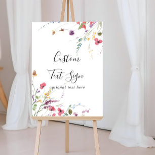Klassisches Buntes Wilde Blumen Custom-Text-Schild Poster