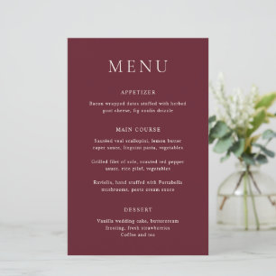 Klassisches Burgund-elegantes Hochzeitsmenü