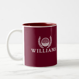Klassisches Burgunderrot personalisierter Name Mon Zweifarbige Tasse