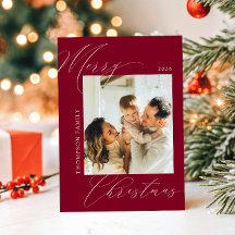 Klassisches burgunderrotes Frohe Weihnachten Famil