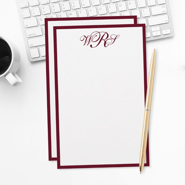 Klassisches Burgunderrotes Monogramm Briefpapier (Von Creator hochgeladen)