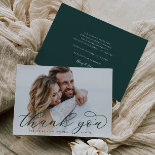 Klassisches Calligrafy Script-Hochzeitsskript-Foto Dankeskarte
