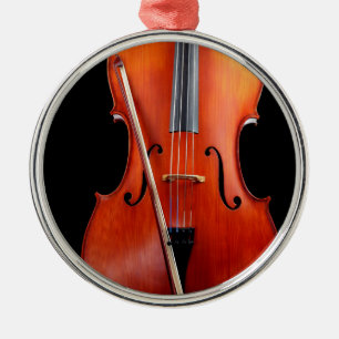 Klassisches Cello auf Schwarzem Silbernes Ornament