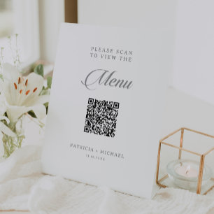 Klassisches, chices Kalligrafie-QR-Code-Hochzeitsm Sockelschild