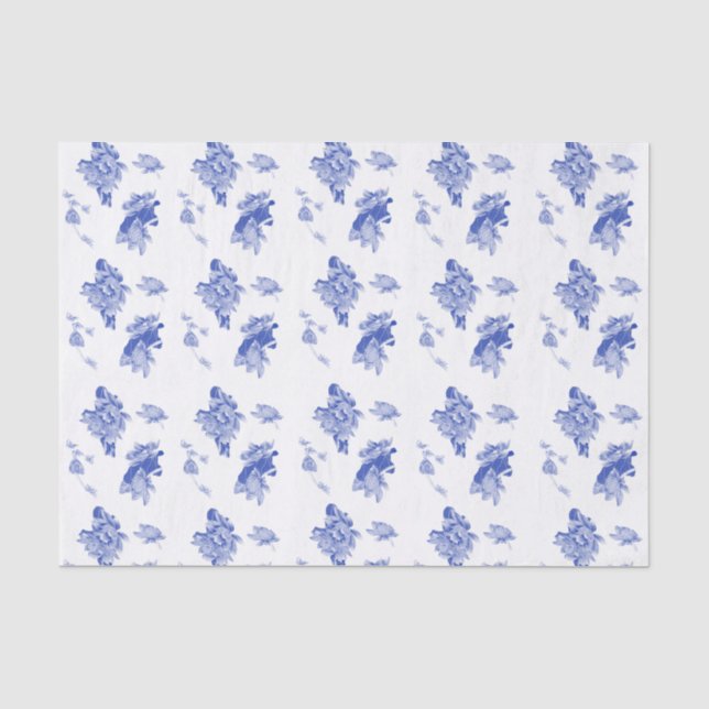 Klassisches Chinoiserie Chic Blumenmuster Seidenpapier (Vorderseite)