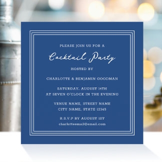 Klassisches Cocktail Party Dunkelblau Platz Einladung