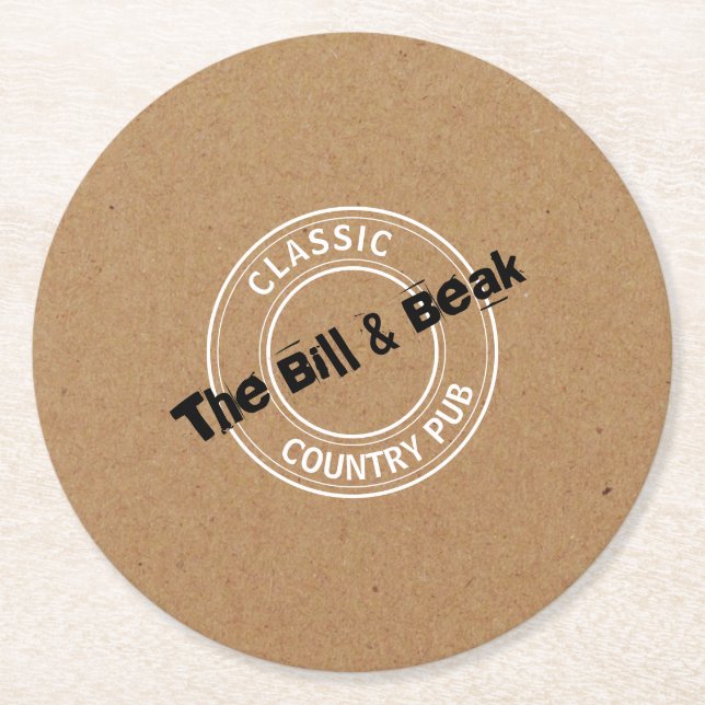 Klassisches Country Pub Logo, Pub/Brauerei Runder Pappuntersetzer (Vorderseite)