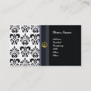 KLASSISCHES DAMAST-MONOGRAMM, schwarzer Achat Visitenkarte