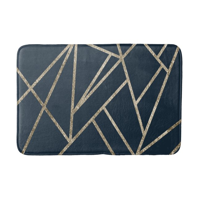 Klassisches Dunkelblau Gold Geo #1 Badematte (Vorderseite)