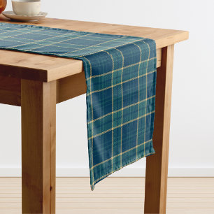 Klassisches Dunkelblau Grün Gold Tartan Karo Großer Tischläufer