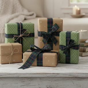 Klassisches Dunkelblau-Rot-Grün-Karomuster Satinband