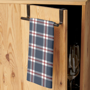 Klassisches Dunkelblau-Rot-Weiß-Gingham-Karo-Muste Geschirrtuch