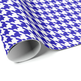Klassisches dunkelblau-weißes Hundezahnmuster  Geschenkpapier