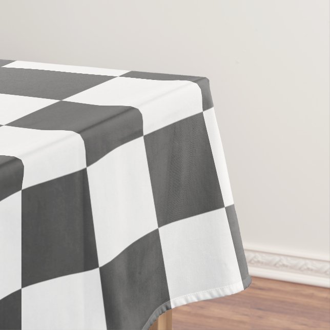 Klassisches dunkelgraues Schachbrettmuster Tischdecke (Beispiel)