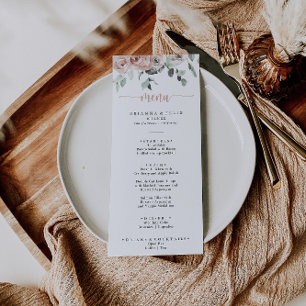 Klassisches Dusty Pink Rose Dinner Menu Menükarte