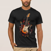 Klassisches E-Gitarre & Vinyl-Schallplatte T-Shirt