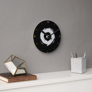 Klassisches Ebenholz und Elfenbein Acryl Runde Wanduhr