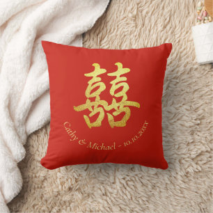 Klassisches einfaches chinesisches Hochzeits-Doppe Kissen