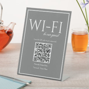 Klassisches einfaches dunkles graues QR-Codezeiche Sockelschild