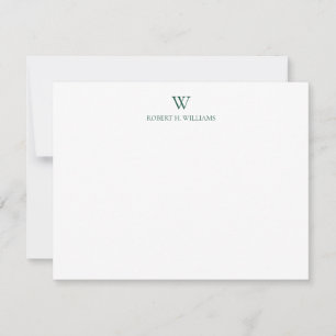Klassisches einfaches grünes Monogramm Mitteilungskarte