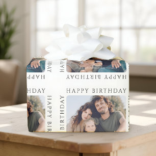 Klassisches einfaches Happy Birthday Familienfoto Geschenkpapier