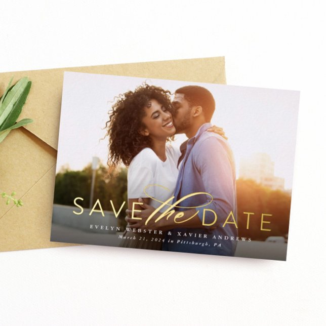 Klassisches einfaches Save the Date-ein-Foto Folieneinladung (Von Creator hochgeladen)