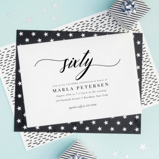 Klassisches Elegant Calligrafy Script 60. Geburtst Einladung