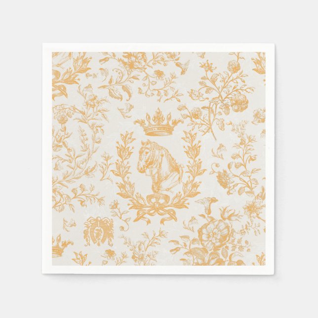 Klassisches Elegant Gold Beige Reitausflug Serviette (Vorderseite)