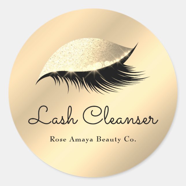 Klassisches Elegant Gold Custom Lash Cleanser Labe Runder Aufkleber (Vorderseite)